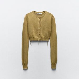ZARA KNIT CARDIGAN WITH CONTRAST TOPSTITCHING